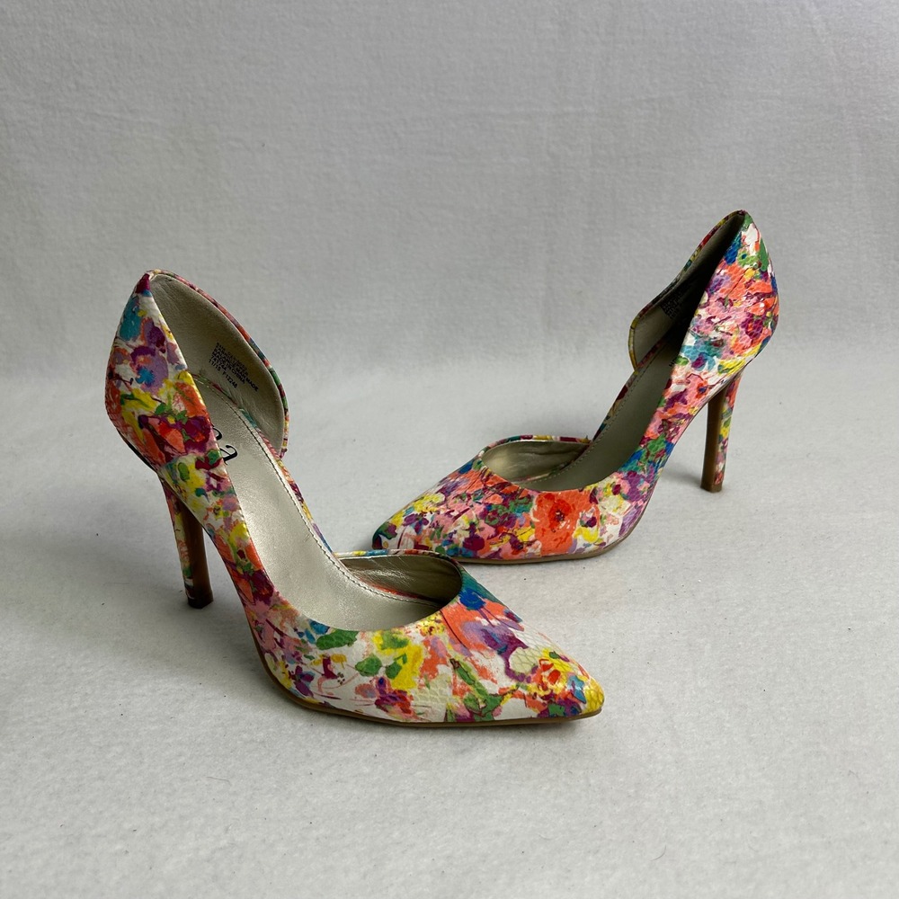 Floral Watercolor a.n.a Women 6.5 Multicolor Pointed Toe d'Orsay Stiletto Pumps